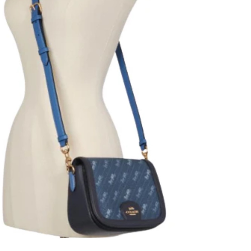 Coach Georgie Saddle Bag With Horse and Carriage Dot Print -Blue